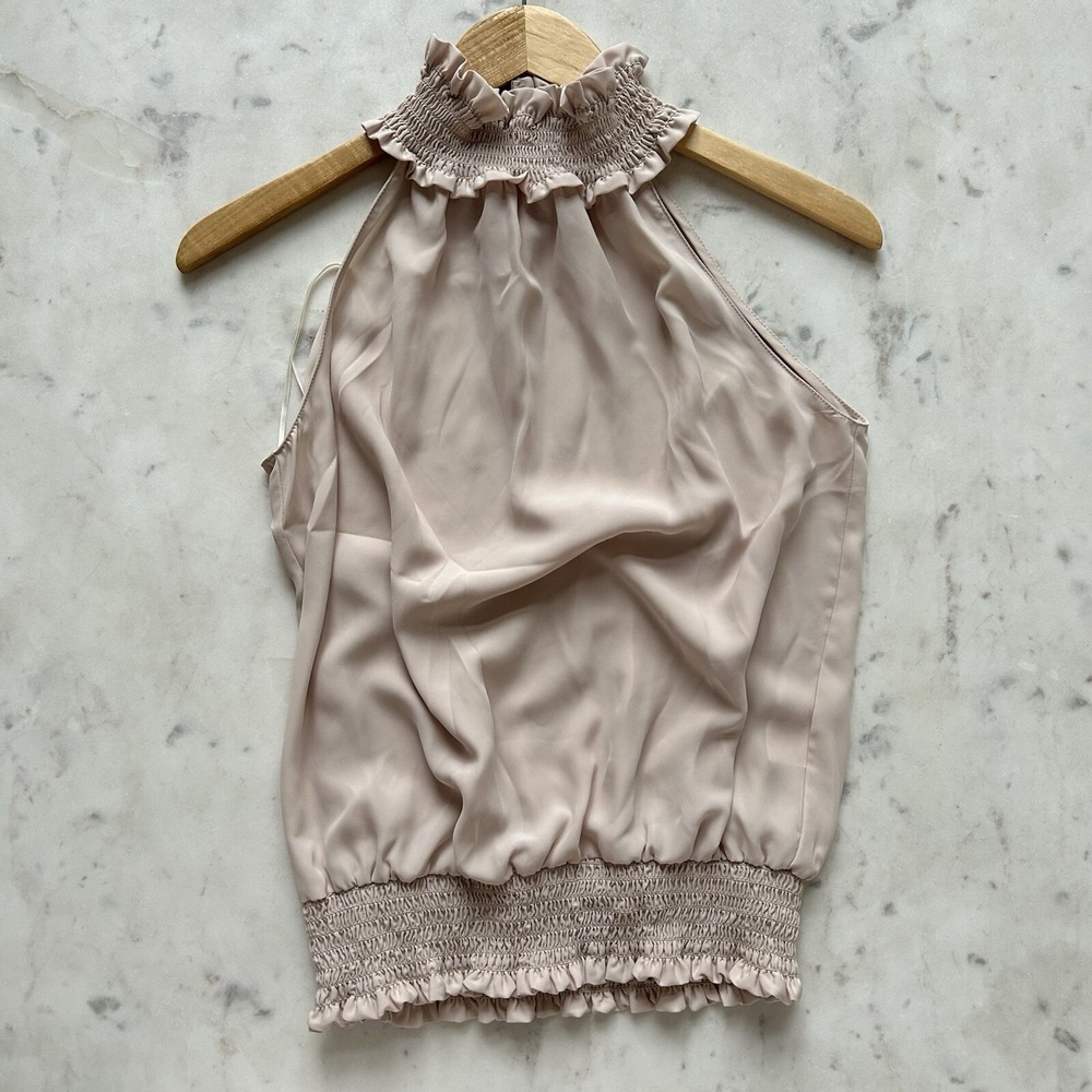 Amanda Uprichard Women's small (P) Kimmie Smocked Neck sleeveless blouse PINK